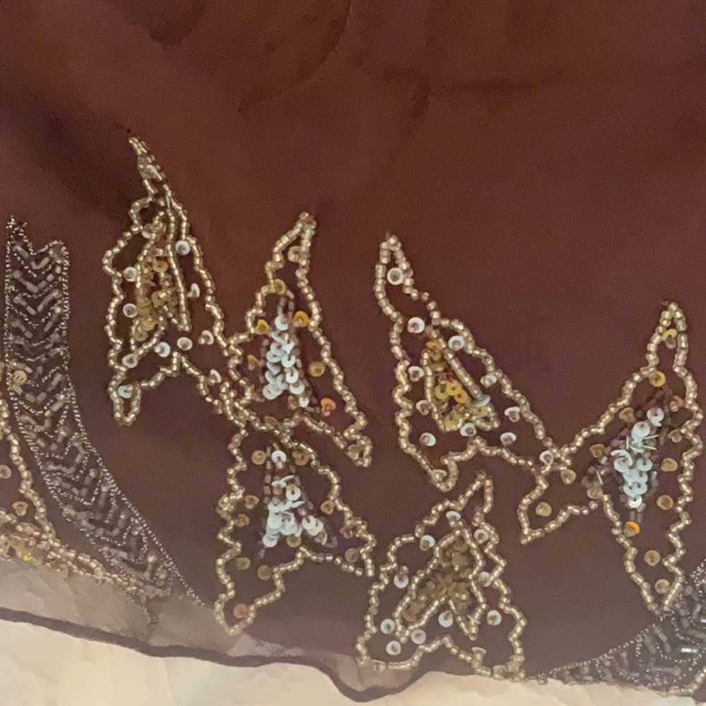 STUNNING BEADED AFTERSHOCK XL DRESS NWOT chiffon beaded few beads missing left - Picture 12 of 14